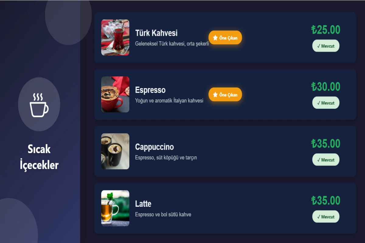 Sado Menu Board